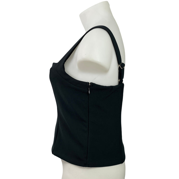 Abercrombie & Fitch Black Sleeveless Square Neck Crop Corset Crop Tank Top Sz XL