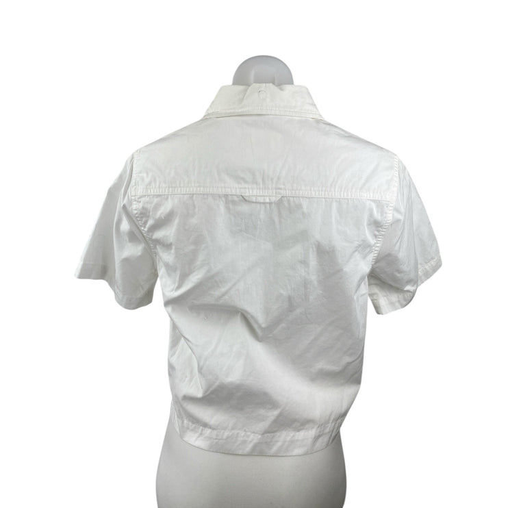 DL1961 White Collared Short Sleeve Button Up Crop Poplin Shirt Blouse Top Sz XS