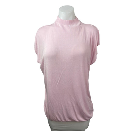 Zara Basic Drape Women's Pink Short Sleeve Mock Neck T-Shirt Tunic Blouse Top L
