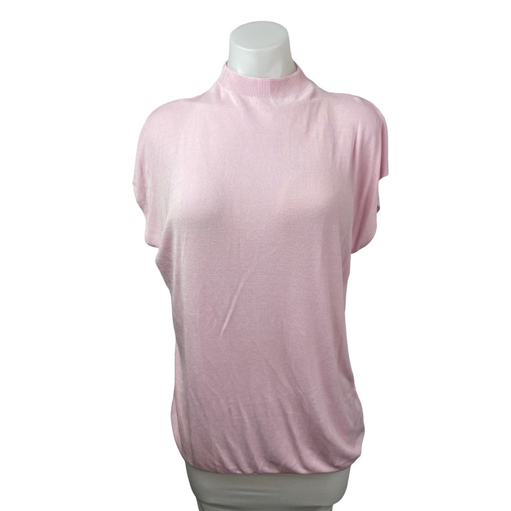 Zara Basic Drape Women's Pink Short Sleeve Mock Neck T-Shirt Tunic Blouse Top L