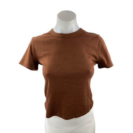 Aritzia Sunday Best Women's Brown Crewneck Short Sleeve T Shirt Tee Top Size S