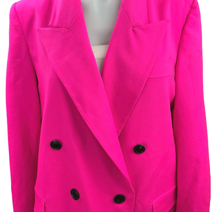 NEW Argent Womens PInk Wool Peak Lapel Double Breasted Blazer Coat Jacket 10