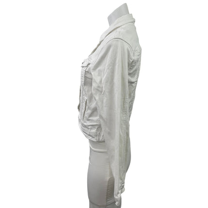 KanCan Women's White Long Sleeve Button Down Denim Jean Trucker Jacket Size M