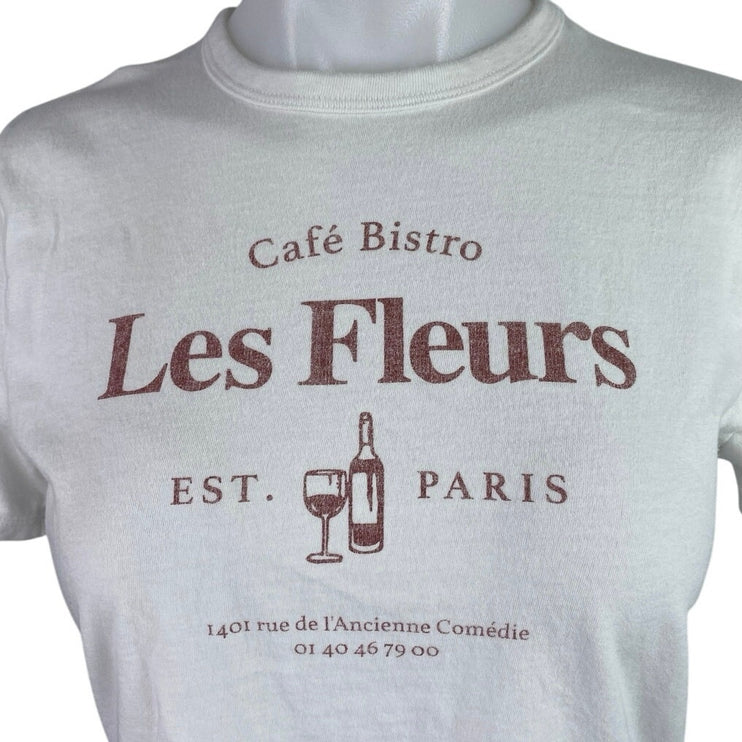 Abercrombie & Fitch Les Fleurs White Short Sleeve Crop Tee T Shirt Top Size S