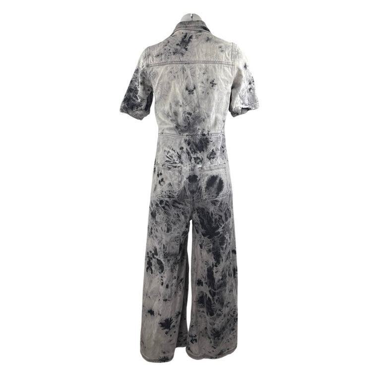 One Above Another Women's Gray Paint Splash Button Denim Overalls Jumpsuit Sz S