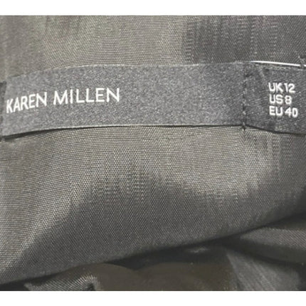 Karen Millen Black Silver Metallic Chevron Stripe Sleeveless Fit & Flare Dress 8