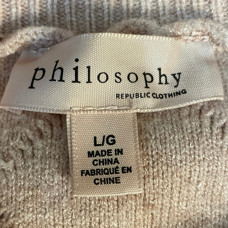 Philosophy Pink Short Sleeve Argyle Cable Knit Crew Neck Sweater Top Size L