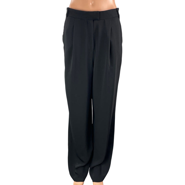 Aritzia Babaton Black High Waisted Pleated Relaxed Tapered Trouser Dress Pants 8