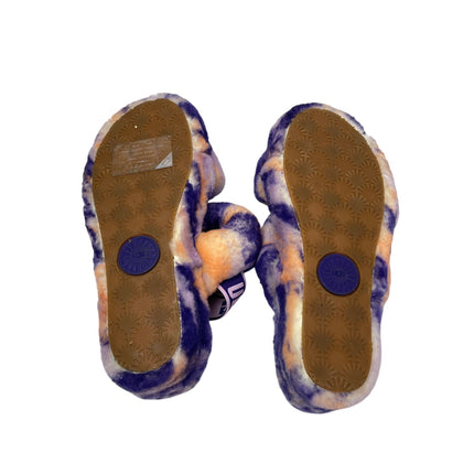 UGG Oh Yeah Marble Women's Purple Peach Tie Due Fleece Slingback Slippers Size 9