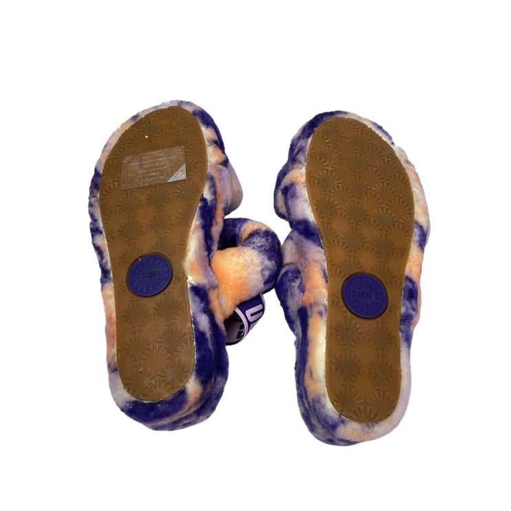 UGG Oh Yeah Marble Women's Purple Peach Tie Due Fleece Slingback Slippers Size 9