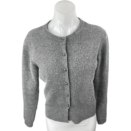 Zara Women's Gray Long Sleeve Ribbed Knit Button Up Cardigan Sweater Top Size M