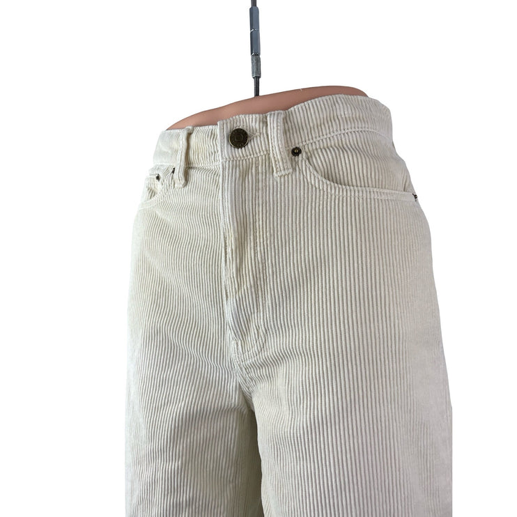 Urban Outfitters BDG Women's Ivory Corduroy High Rise Wide Leg Trousers Pants 27