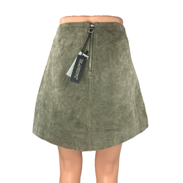 NEW Blank NYC Olive Green Faux Suede Zipper High Waisted Mini A-Line Skirt Sz 31