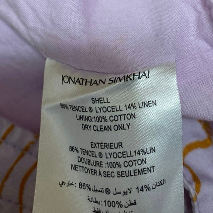 Jonathan Simkhai Tilly Purple Gold Floral Sleeveless Tie Back Cami Crop Top Sz M