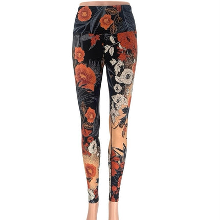 Running Bare Multicolor Floral High Waisted Pull On Yoga 7/8 Leggings Size 2/4