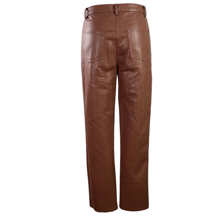 Aritzia Wilfred The Melina Womens Brown Faux Leather Vegan Trousers Pants Size 4
