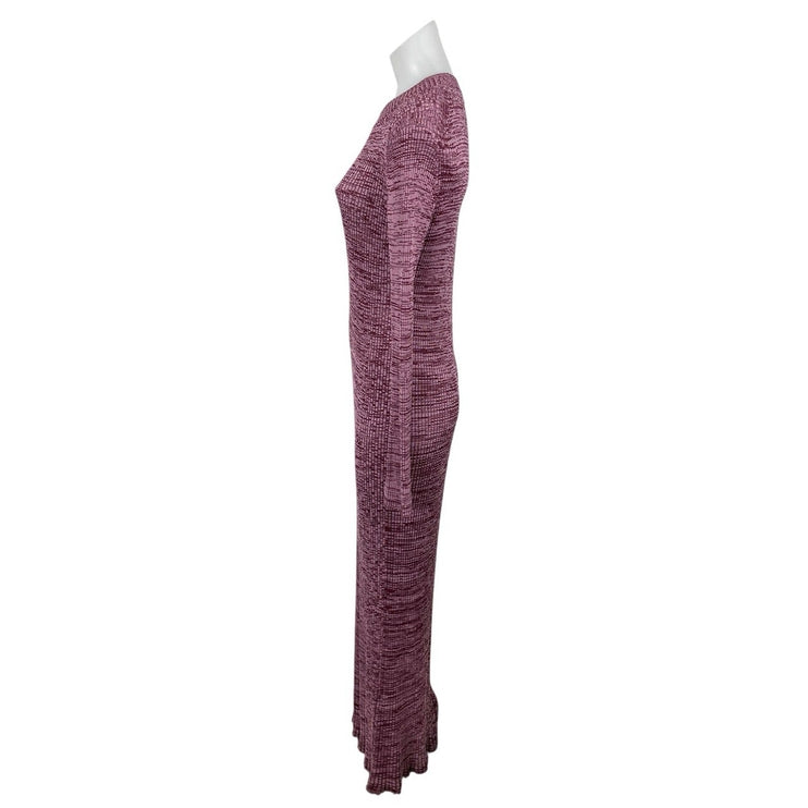 COS Women's Melange Purple Ribbed Knit Long Sleeve Maxi Bodycon Sweater Dress S
