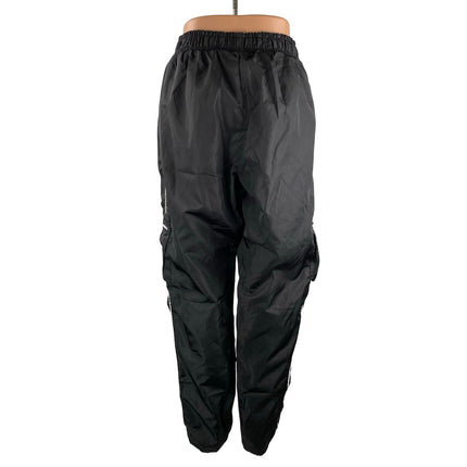PRETTYLITTLETHING Women's Black Baggy Cargo Jogger Windbreaker Trousers Pants 10