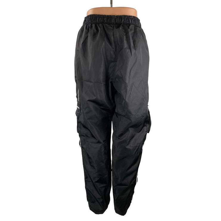 PRETTYLITTLETHING Women's Black Baggy Cargo Jogger Windbreaker Trousers Pants 10