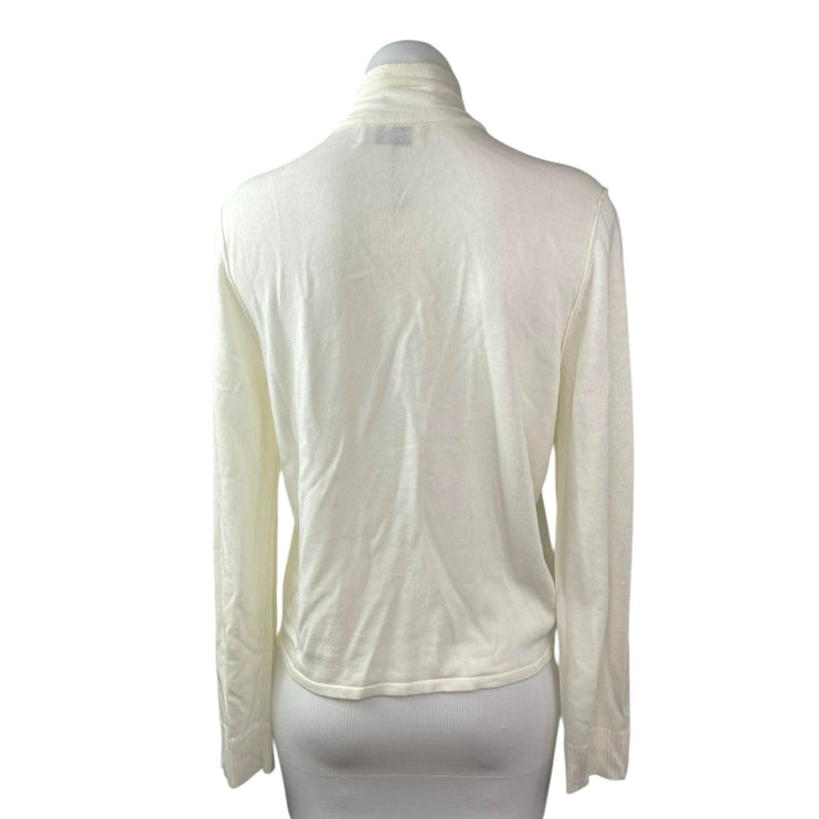 NEW Style Addict Womens Cream Long Sleeve Necktie Button Up Shirt Blouse Top S/M