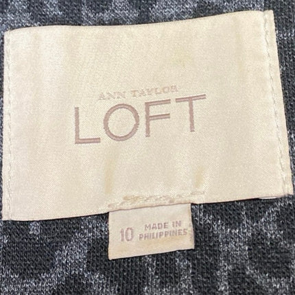 Ann Taylor LOFT Gray Black Leopard Print Long Sleeve Blazer Coat Jacket Size 10