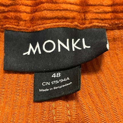 Monki Women's Orange Corduroy High Waisted Flared Boocut Trousers Pants Size 48