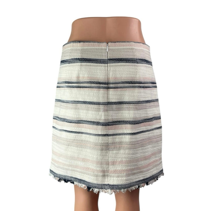 LOFT Ann Taylor Women's Multicolor Striped Tweed Raw Hem Pencil Mini Skirt Sz 6