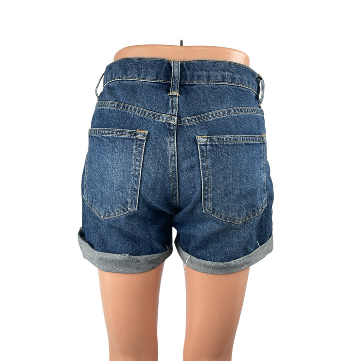 Everlane Women's Blue Mid Rise Cuffed Rolled Straight Denim Jeans Mom Shorts 24