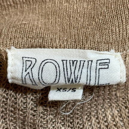 Rowie Women's Brown Tan Short Sleeve Faux Wrap V Neck Knit Blouse Top Size XS