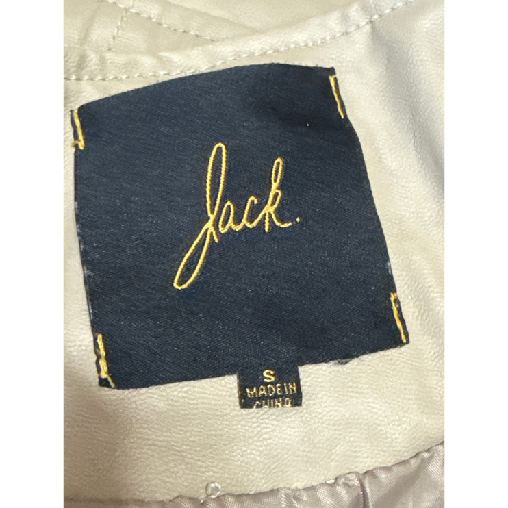 Jack Women's Beige Faux Leather Vegan Asymmetric Zip Up Biker Moto Jacket Size S