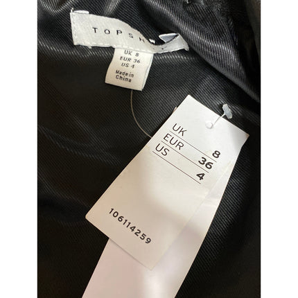 NEW Topshop Women's Black Faux Vegan Leather Zip Up Long Sleeve Moto Jacket Sz 4
