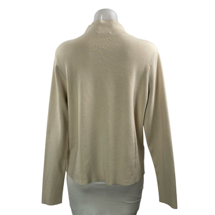 MNG Mango Women's Beige Knit Mock Neck 1/4 Zip Long Sleeve Sweater Top Size XL