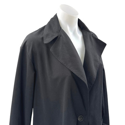 Zara Women's Black Long Sleeve Collared Button Up Trench Coat Jacket Size S