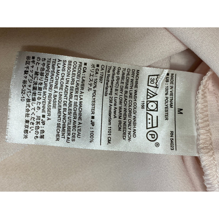 Banana Republic Womens Pink Sheer Crew Neck Long Sleeve Work Office Blouse Top M