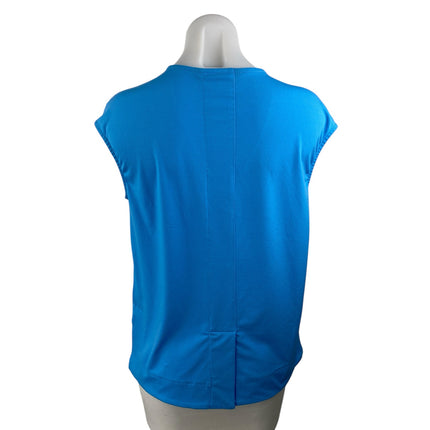 Rachel Roy Women's Blue V Neck Cap Sleeve Asymmetrical Hem Shirt Blouse Top Sz S