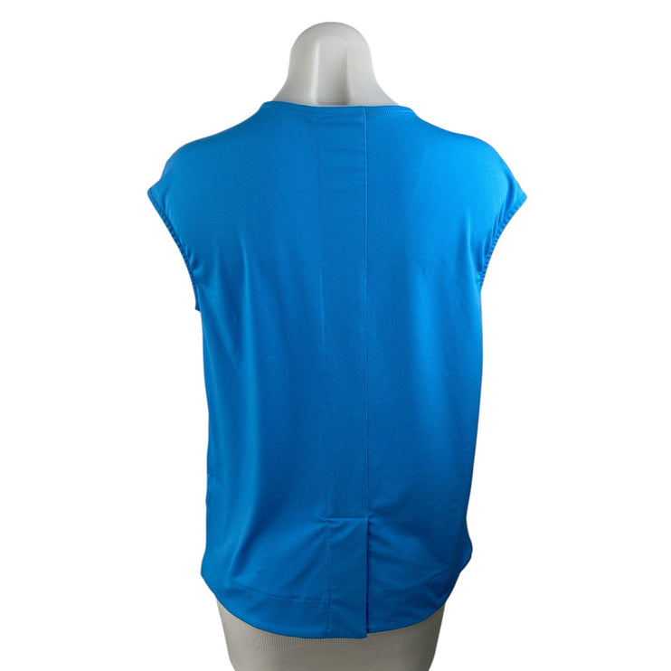 Rachel Roy Women's Blue V Neck Cap Sleeve Asymmetrical Hem Shirt Blouse Top Sz S