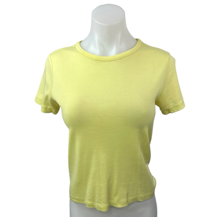 A.P.C. Women's Yellow Crew Neck Short Sleeve Basic T Shirt Tee Top Size XS