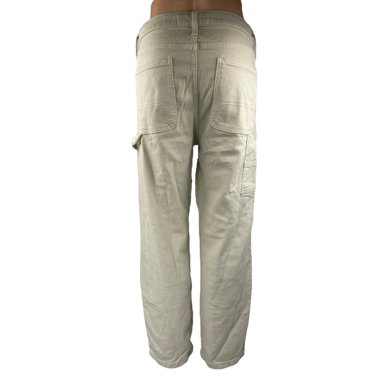 Hollister Epic Flex Cream High Rise Loose Carpenter Straight Trousers Pants 30