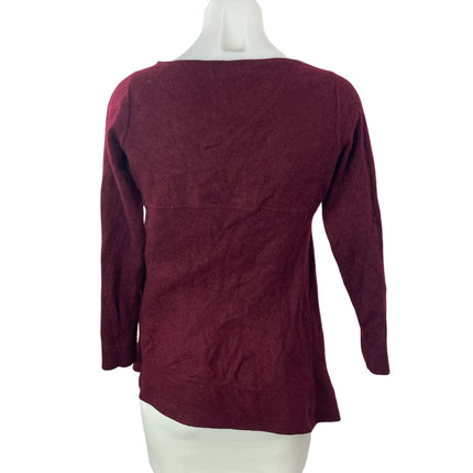 Charter Club 100% Cashmere Women's Maroon Boat Neck Long Sleeve Sweater Top Sz S