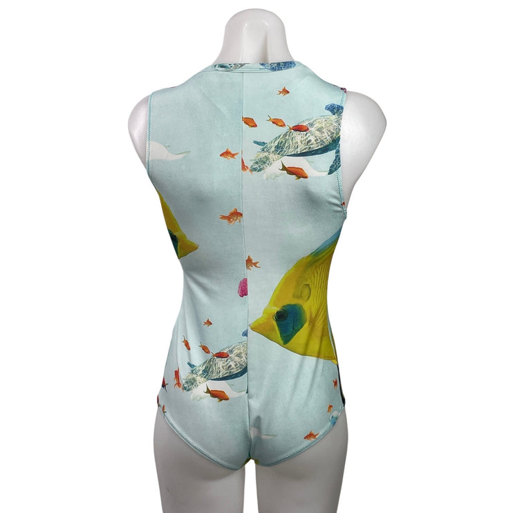 Zara Womens Multicolor Sea Motif Fish Corals Sleeveless Bodysuit Tank Top Size M