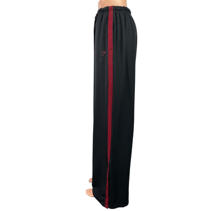 Gymshark Retro Stripe Snap Black Red Wide Leg Baggy Athletic Sweat Pants Size M