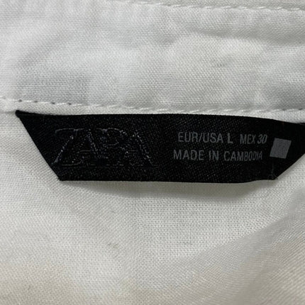 Zara Women's White Sleeveless Eyelet Embroidered Button Down Blouse Tank Top L