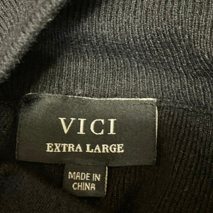 VICI Men's Black Mock Neck Long Sleeve Knit Pullover Sweatshirt Sweater Top XL