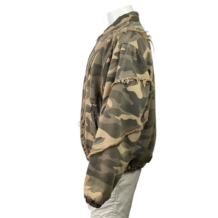 UUL Unused Lab Men's Camo Fringe Pocket Full Zip Relaxed Bomber Jacket Size XL