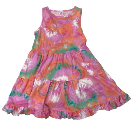 Crewcuts Multicolor Tie-Dye Tiered Sleeveless Ruffle A-Line Tank Dress Size 5