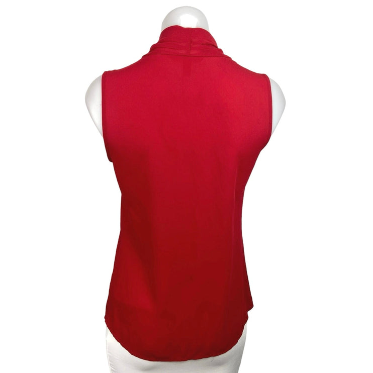 Banana Republic Red V Neck Sleeveless Career Button Down Blouse Top Size 2