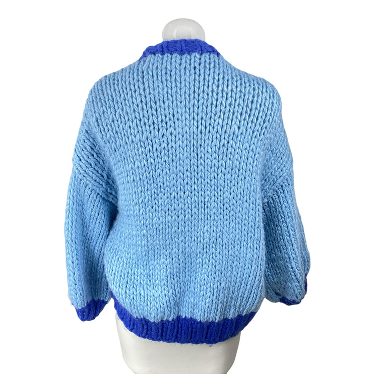 Princess Polly Lester Womens Blue Crochet Long Sleeve Cardigan Sweater Top Sz XS