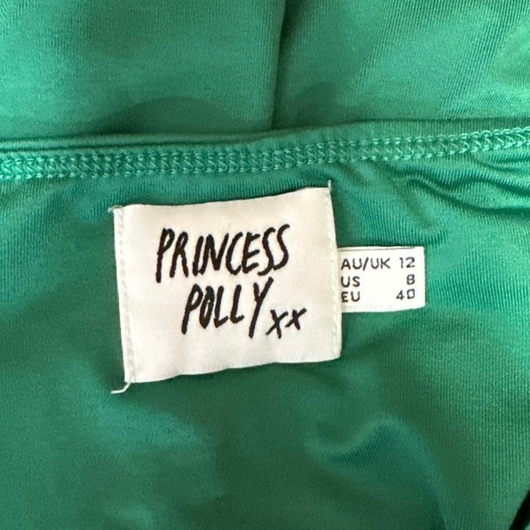 Princess Polly Green Ruched Sleeveless Keyhole Halter Tie Mini Bodycon Dress 8