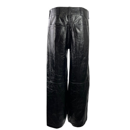 Free People Star Crossed Lovers Black Faux Leather Wide Leg Trousers Pants Sz 4