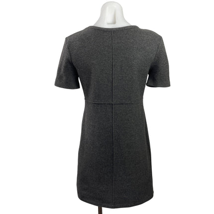 Zara Womens Black Faux Suede Crewneck Short Sleeve Mini Shift Sheat Dress Sz S